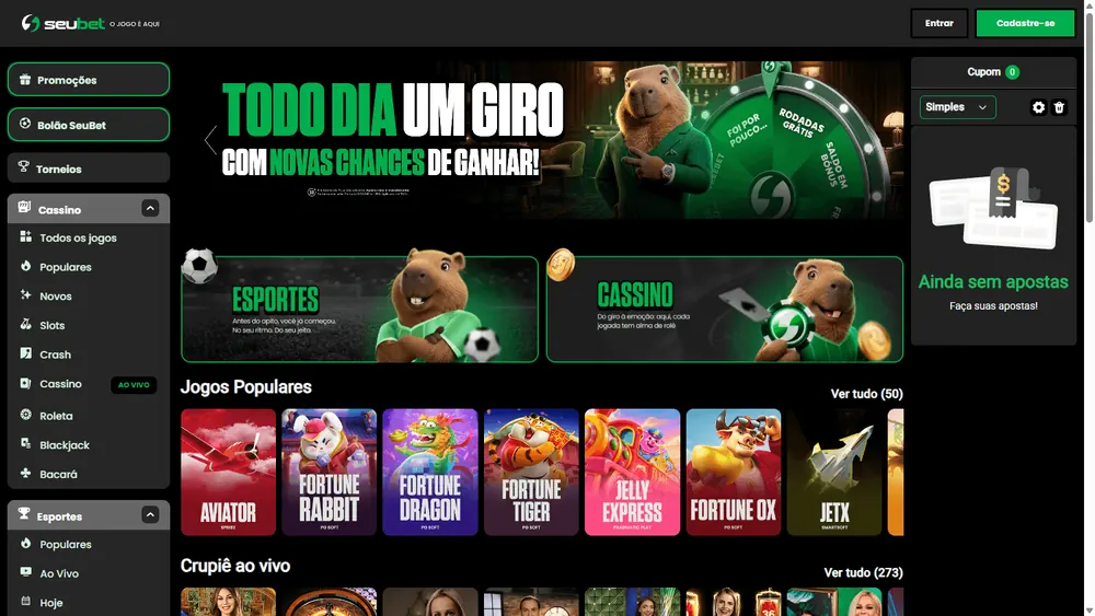 Página inicial de SeuBet (desktop)