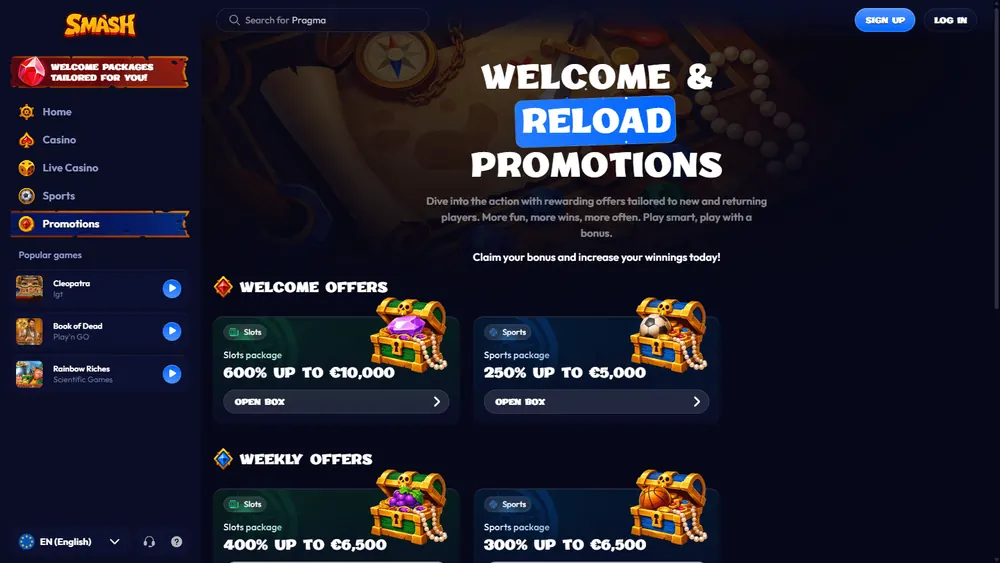 Promoções de Smash (desktop)