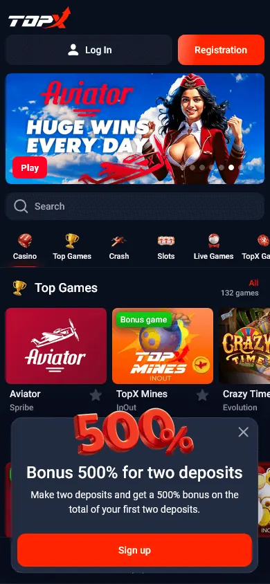 Catálogo de juegos de TopX (móvil)