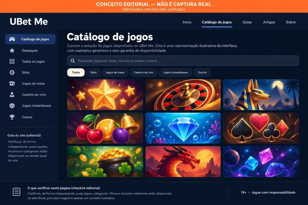 Conceito de catálogo com nove ícones genéricos de slots