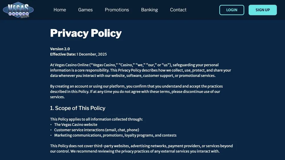 Política de privacidade de vegascasinoonline.eu