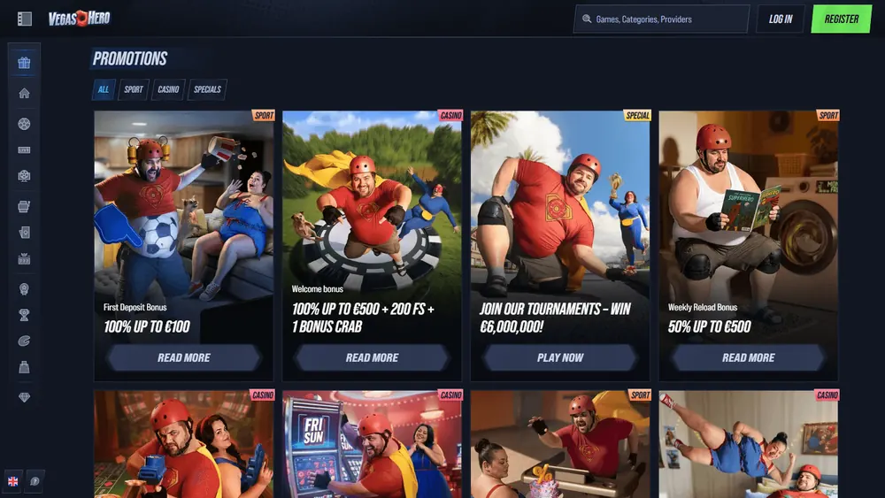 Promoções de Vegas Hero (desktop)