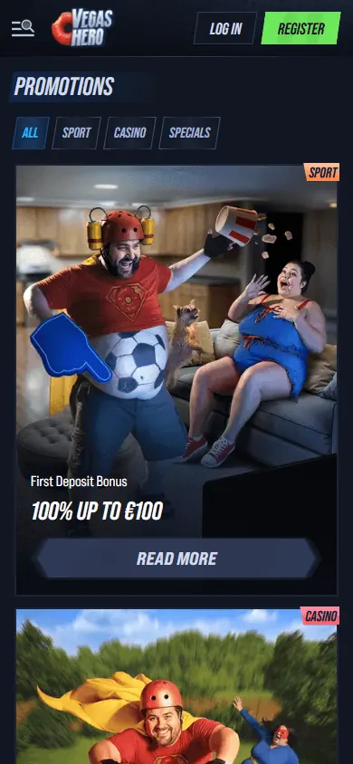 Promoções de Vegas Hero (celular)