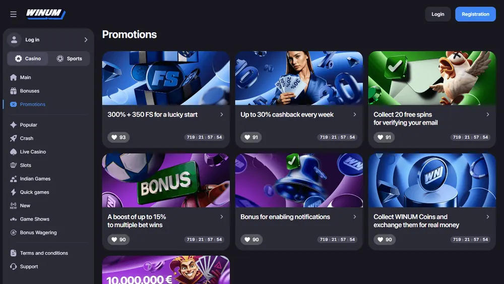 Promociones de Winum (escritorio)