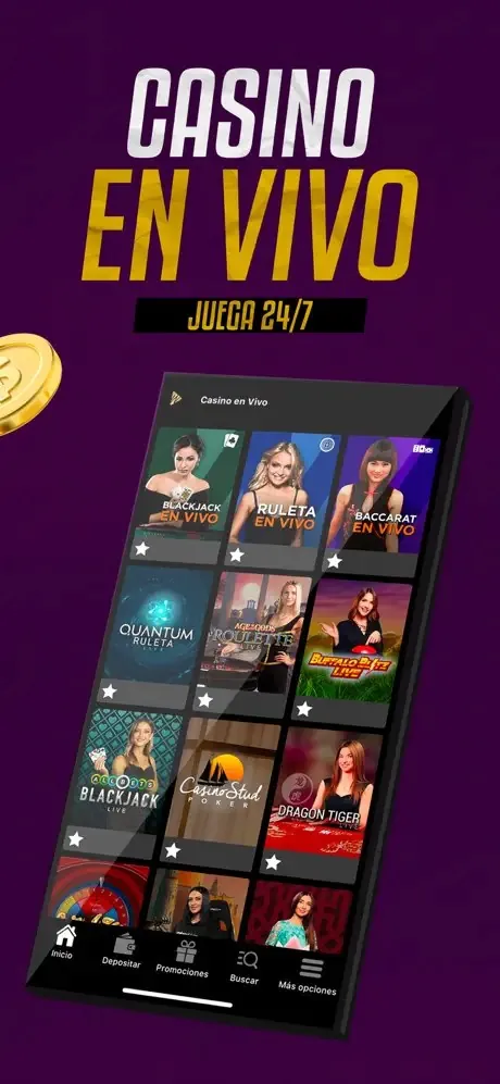 Arte promocional da Wplay com celular exibindo mesas de cassino ao vivo