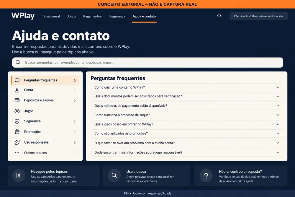 Central de ajuda conceitual com perguntas frequentes
