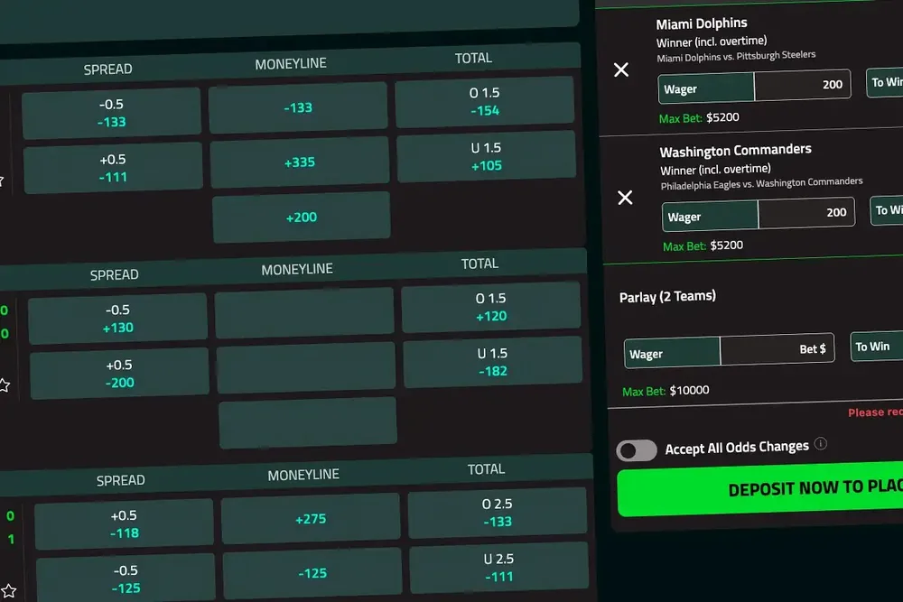 Mercados de spread, moneyline e total com cupom de apostas aberto