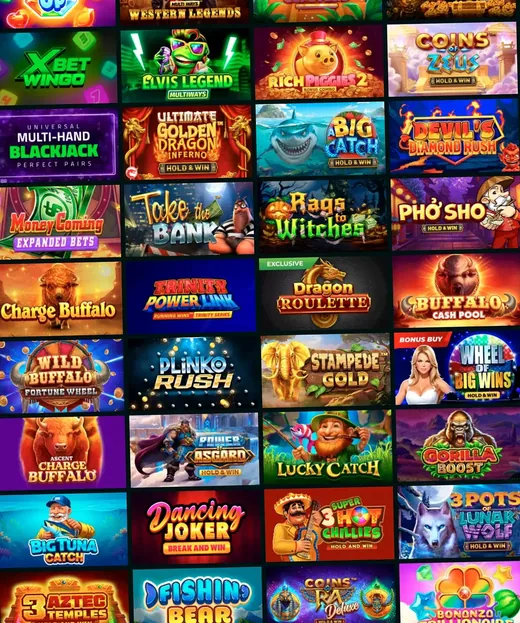 Grade de miniaturas de slots e jogos de mesa do cassino Xbet no celular