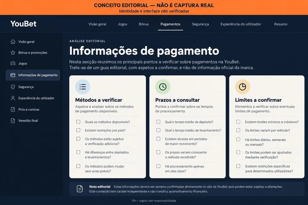Página conceitual com listas de métodos, prazos e limites a verificar