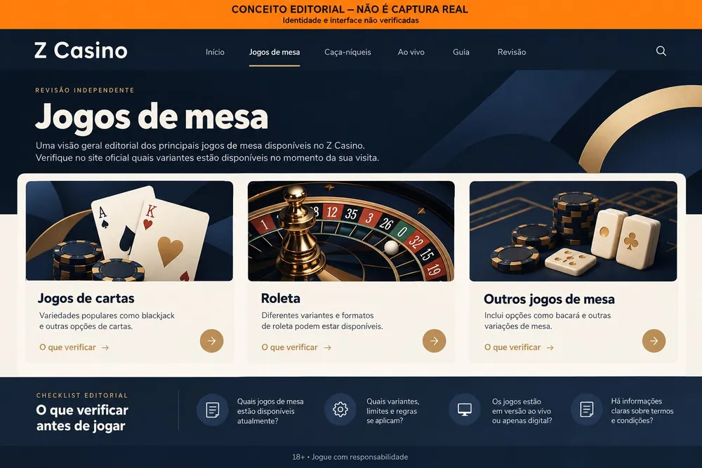 Seção conceitual de jogos de mesa com cartas, roleta e dados