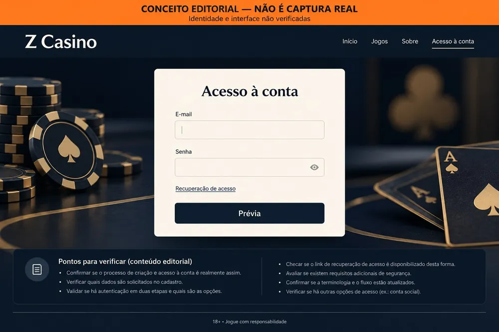 Tela conceitual de acesso com campos de e-mail e senha