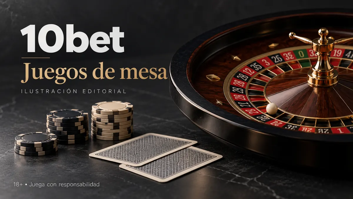 Juegos de mesa en 10bet: ruleta, blackjack y bacará. Ilustración editorial.