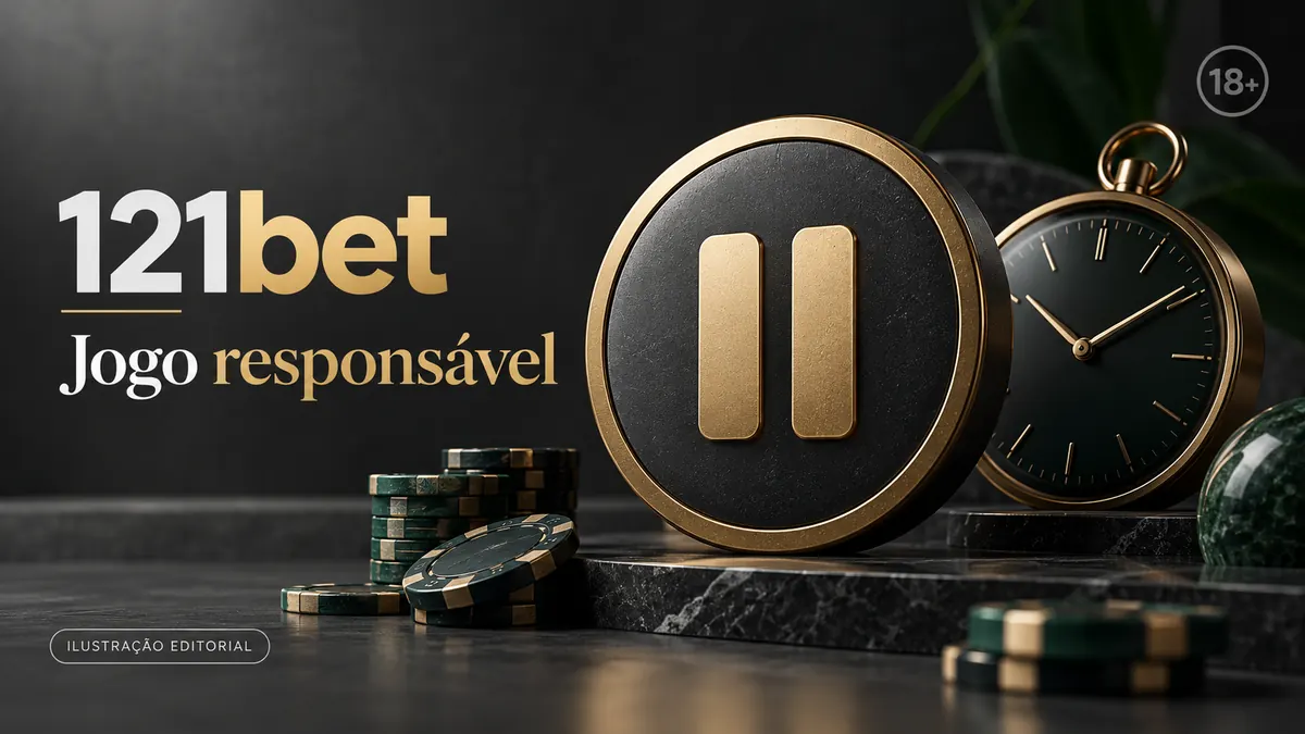 Jogo responsável em 121bet: limites de depósito, pausas e autoexclusão. Ilustração editorial.