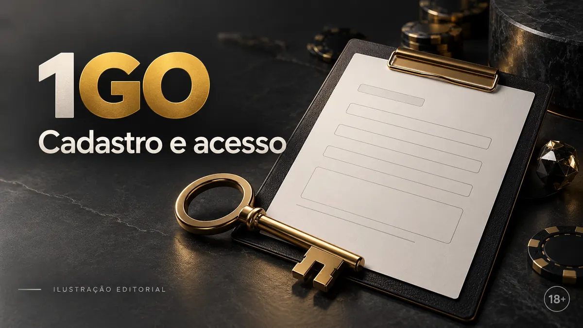 Cadastro e acesso em 1GO: dados reais e verificação da conta. Ilustração editorial.