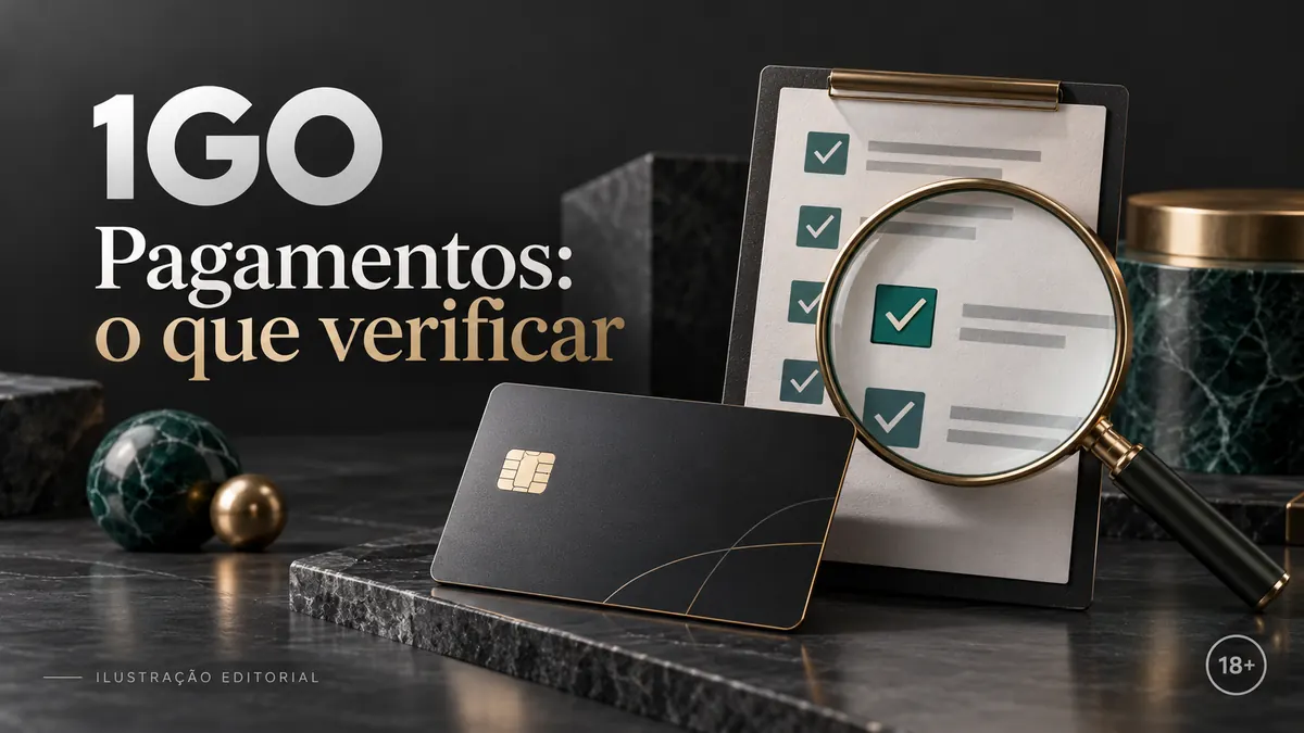 Pagamentos em 1GO: o que verificar antes de depositar e sacar. Ilustração editorial.