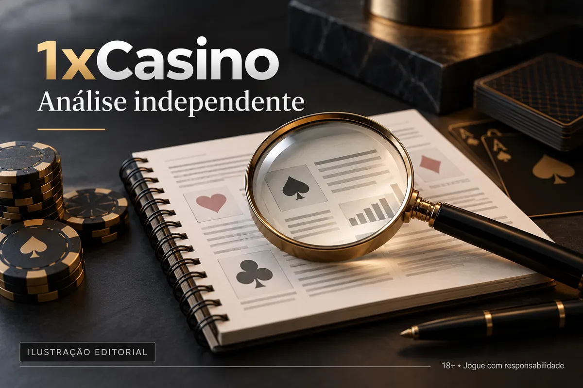 Análise independente de 1xCasino: o que verificamos antes de recomendar. Ilustração editorial.