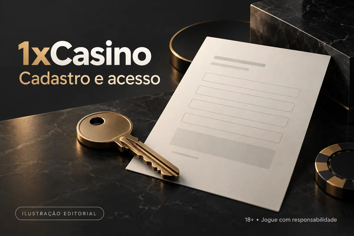 Cadastro e acesso em 1xCasino: dados reais e verificação da conta. Ilustração editorial.