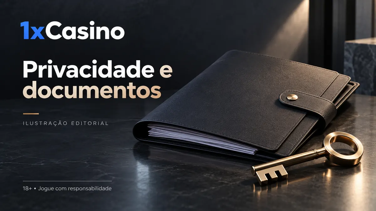 Privacidade e documentos em 1xCasino: verificação de identidade antes do primeiro saque. Ilustração editorial.