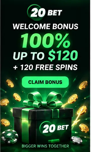 Oferta de bienvenida de 20Bet. Antes de aceptarla, revisa el rollover y la apuesta máxima.
