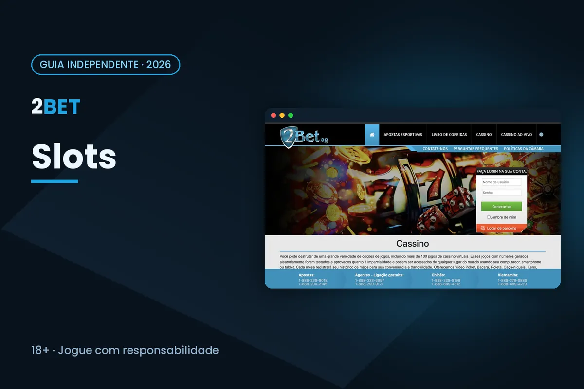 Capa 'Slots' com a captura da seção Cassino do 2bet.ag
