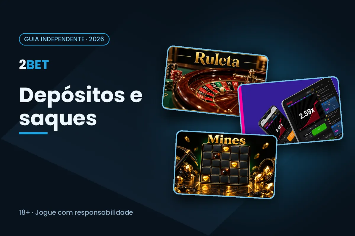 Capa 'Depósitos e saques' com artes de roleta, Aviator e Mines