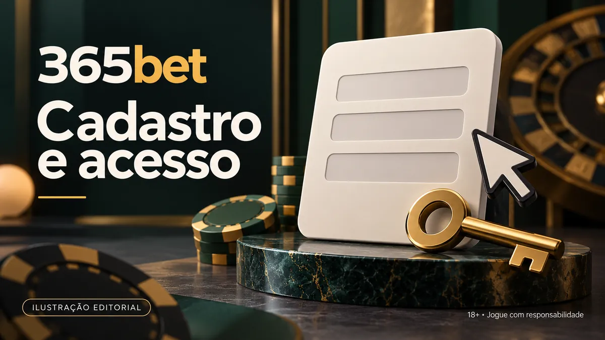 Formulário em branco, cursor e chave dourada com o título Cadastro e acesso