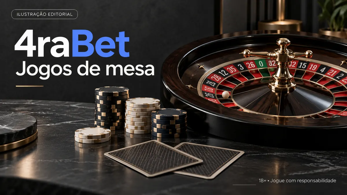 Jogos de mesa em 4raBet: roleta, blackjack e bacará. Ilustração editorial.