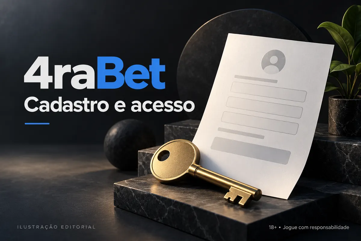 Cadastro e acesso em 4raBet: dados reais e verificação da conta. Ilustração editorial.