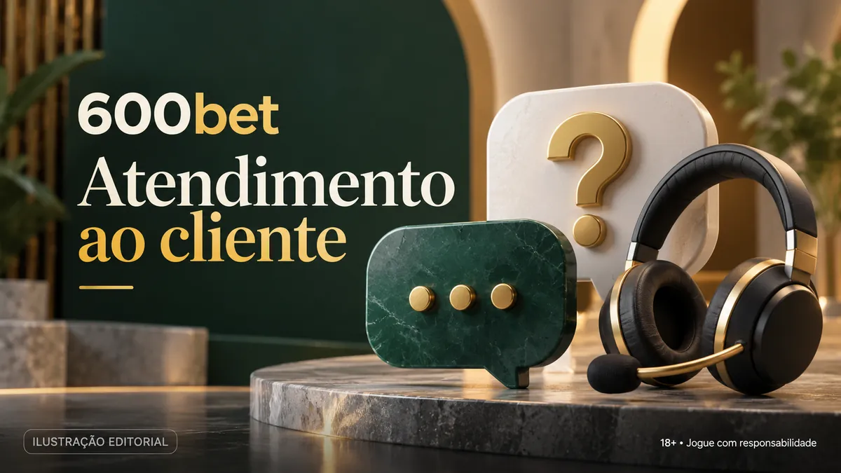 Headset, balão de conversa verde e ponto de interrogação, título Atendimento ao cliente