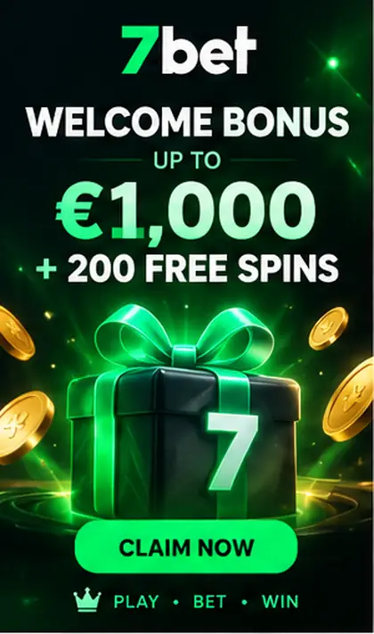 Oferta de boas-vindas de 7bet. Antes de aceitar, confira o rollover e a aposta máxima.
