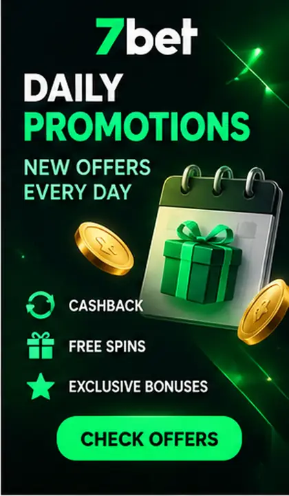 Oferta de boas-vindas de 7bet. Antes de aceitar, confira o rollover e a aposta máxima.