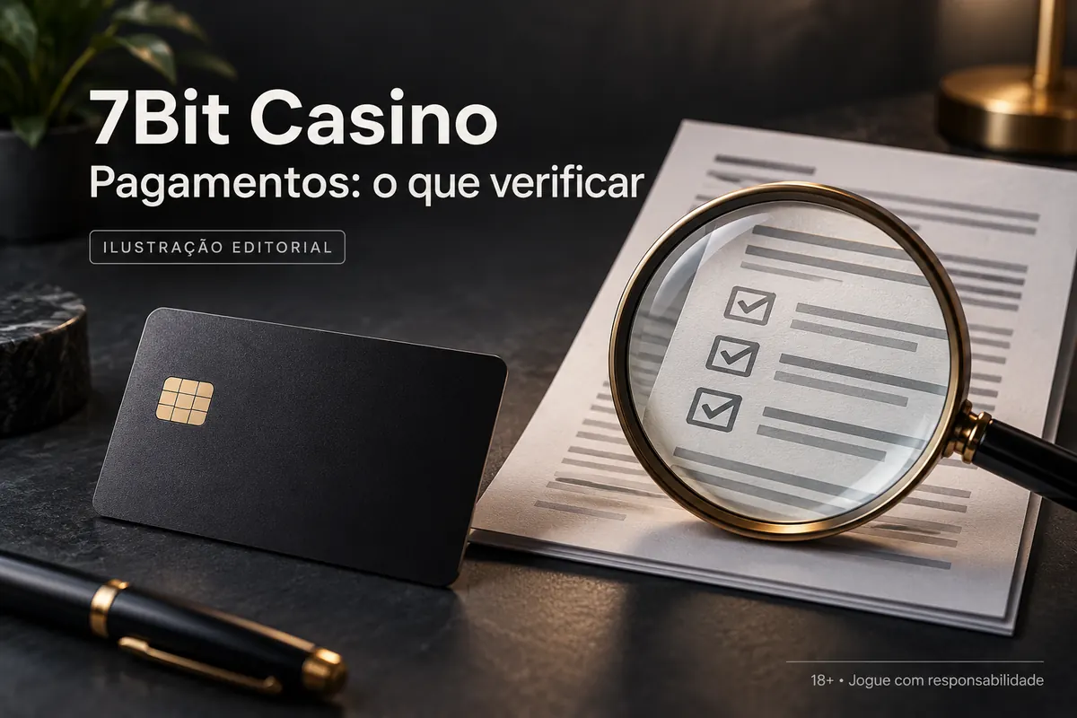 Pagamentos em 7Bit Casino: o que verificar antes de depositar e sacar. Ilustração editorial.