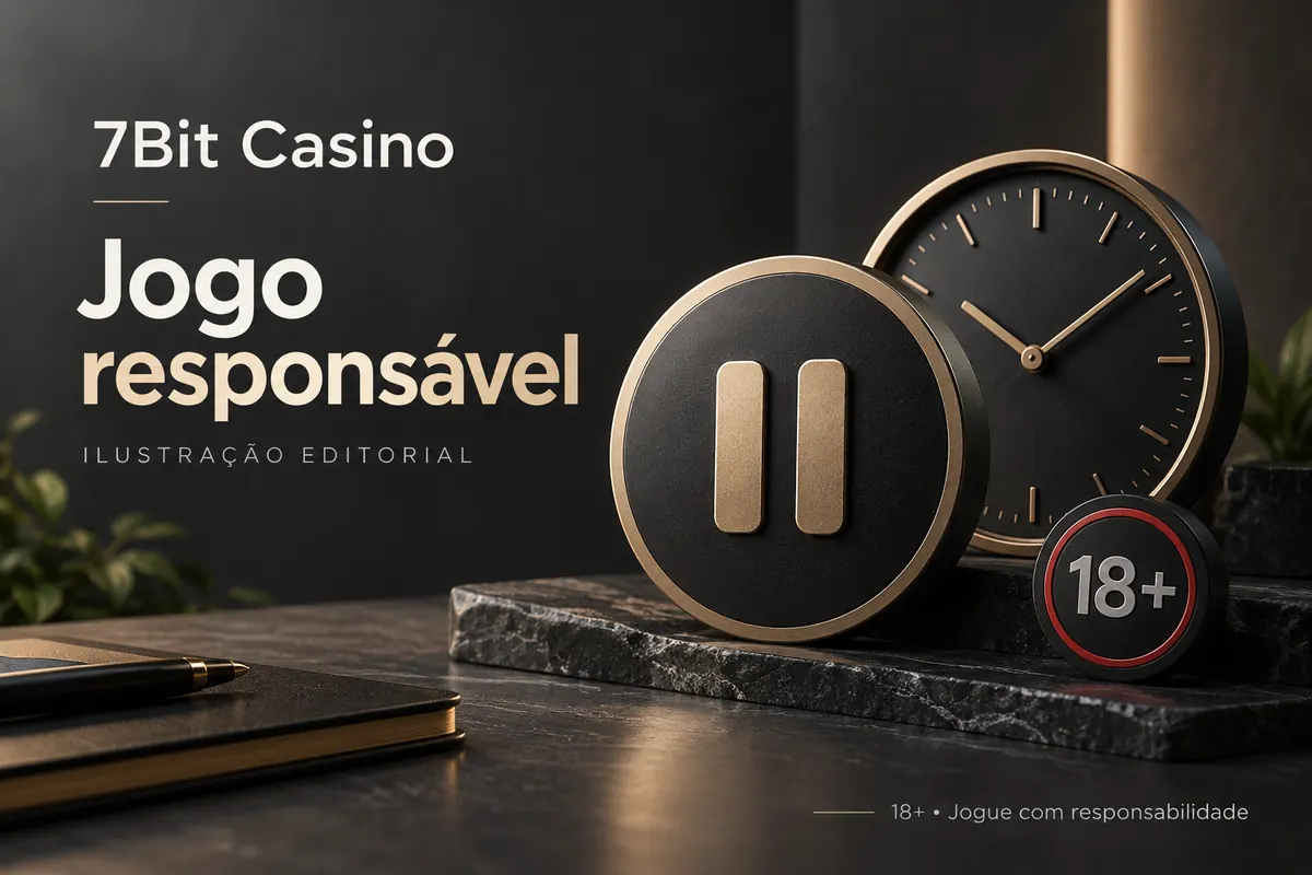 Jogo responsável em 7Bit Casino: limites de depósito, pausas e autoexclusão. Ilustração editorial.