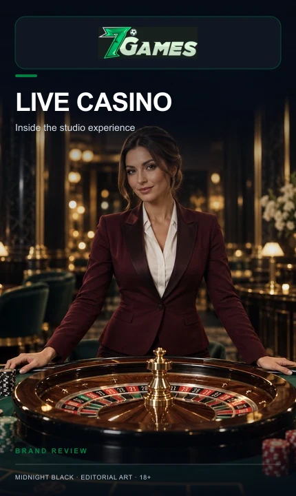 Cassino ao vivo de 7Games: mesas com crupiê real.