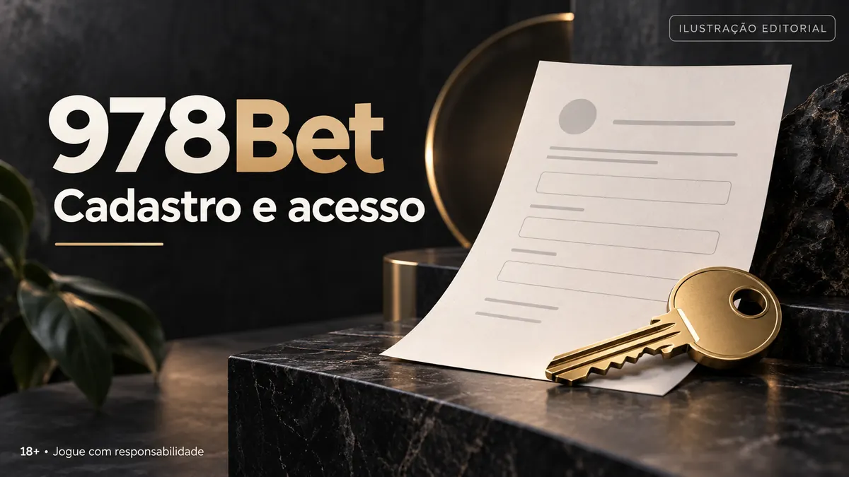 Cadastro e acesso em 978Bet: dados reais e verificação da conta. Ilustração editorial.