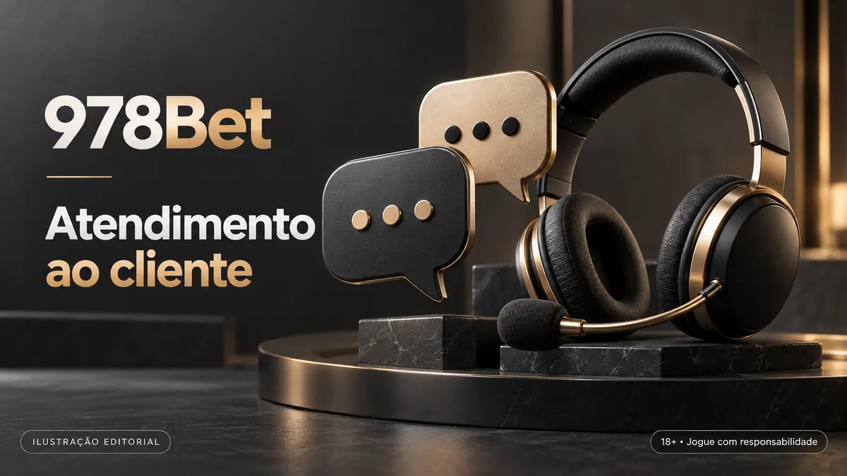 Atendimento ao cliente de 978Bet: chat e e-mail; confira horários e idioma. Ilustração editorial.