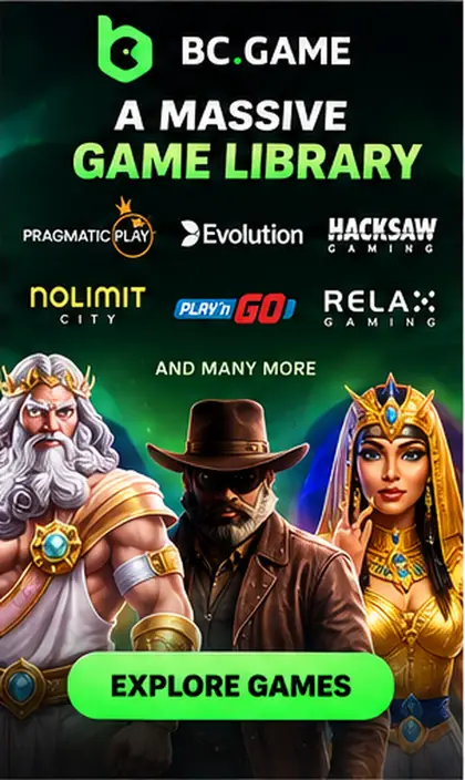 Tragamonedas en BC.Game: el RTP de cada juego se ve en su menú de información.