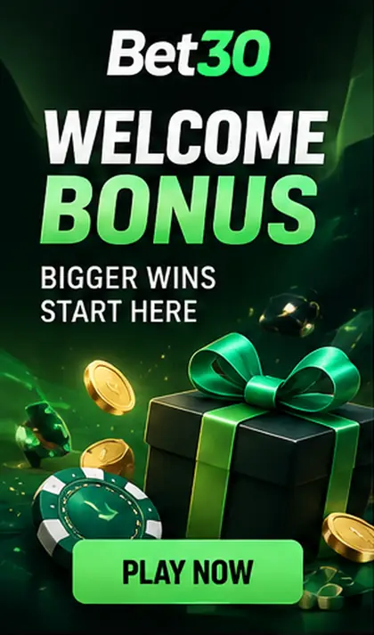 Oferta de bienvenida de Bet30. Antes de aceptarla, revisa el rollover y la apuesta máxima.