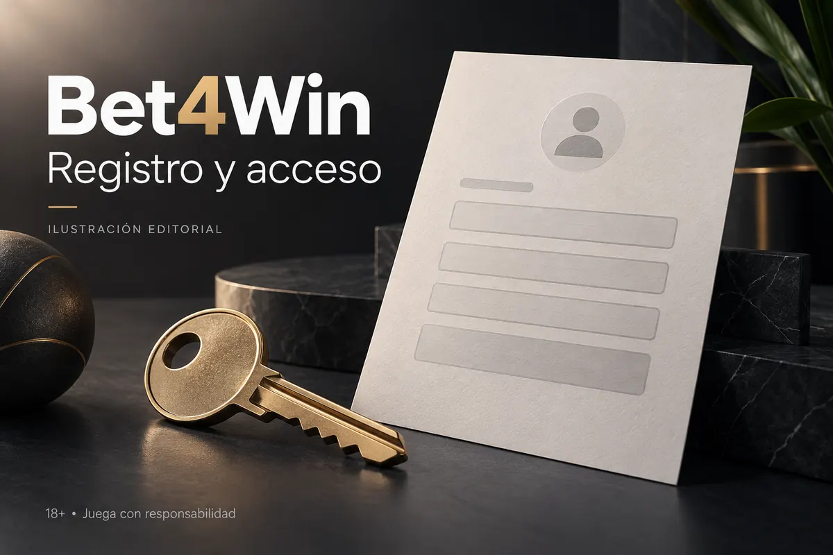 Registro y acceso en Bet4Win: datos reales y verificación de la cuenta. Ilustración editorial.