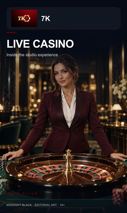 Cassino ao vivo de Bet7k: mesas com crupiê real.