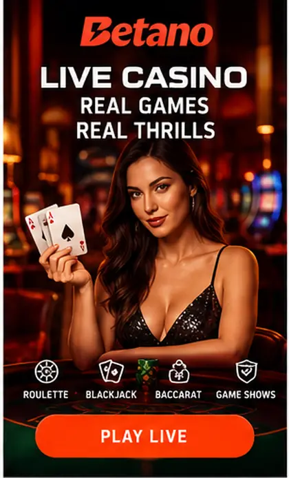 Casino en vivo de Betano: mesas con crupier real.