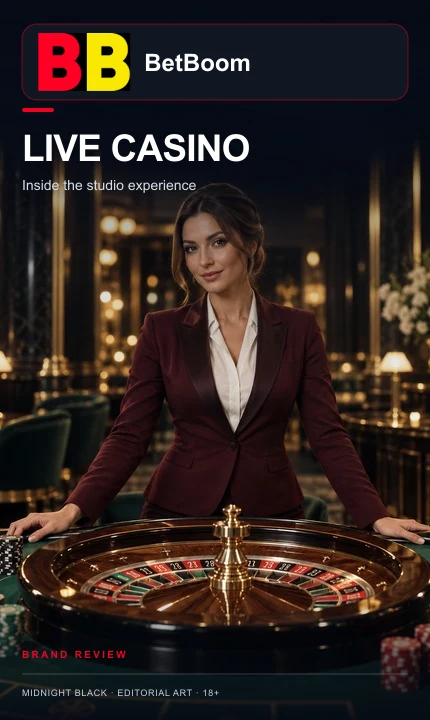 Cassino ao vivo de BetBoom: mesas com crupiê real.