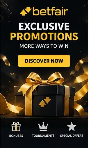 Oferta de boas-vindas de Betfair. Antes de aceitar, confira o rollover e a aposta máxima.