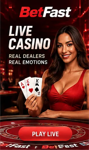 Cassino ao vivo de BetFast: mesas com crupiê real.