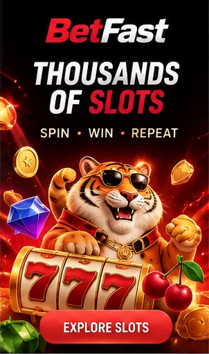 Slots em BetFast: o RTP de cada jogo aparece no menu de informações.