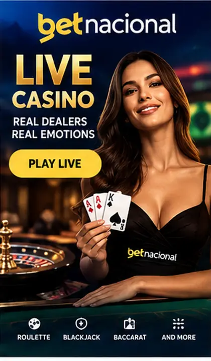 Cassino ao vivo de Betnacional: mesas com crupiê real.