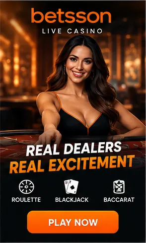 Casino en vivo de Betsson: mesas con crupier real.