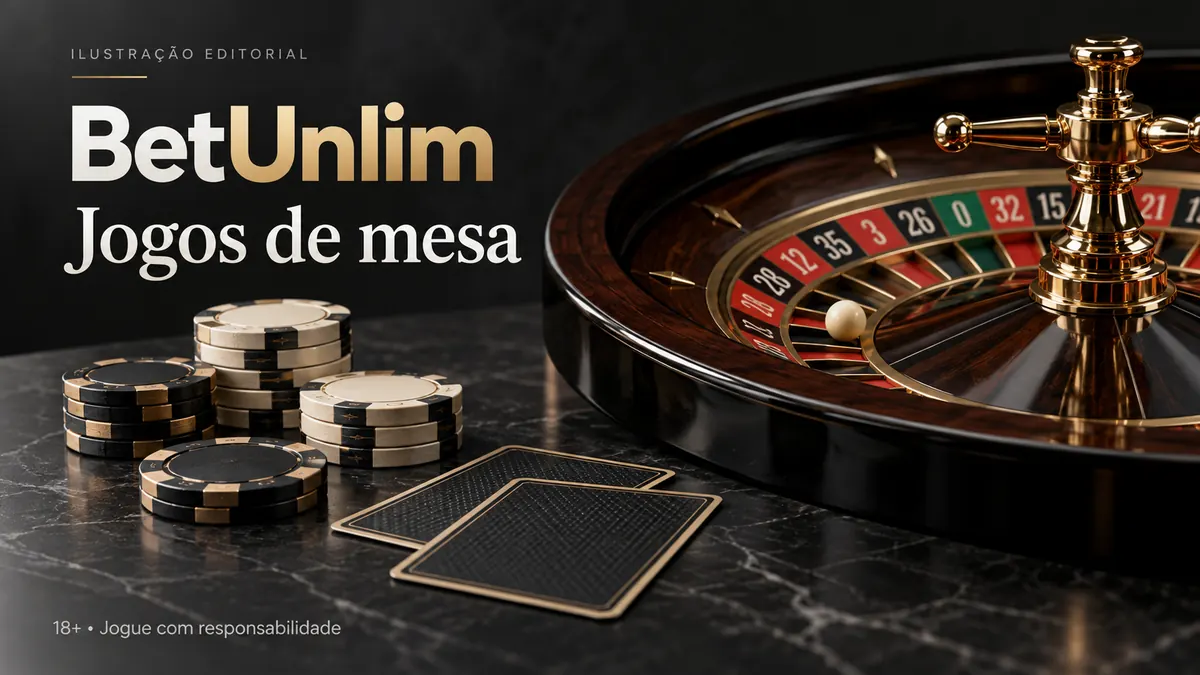 Jogos de mesa em BetUnlim: roleta, blackjack e bacará. Ilustração editorial.