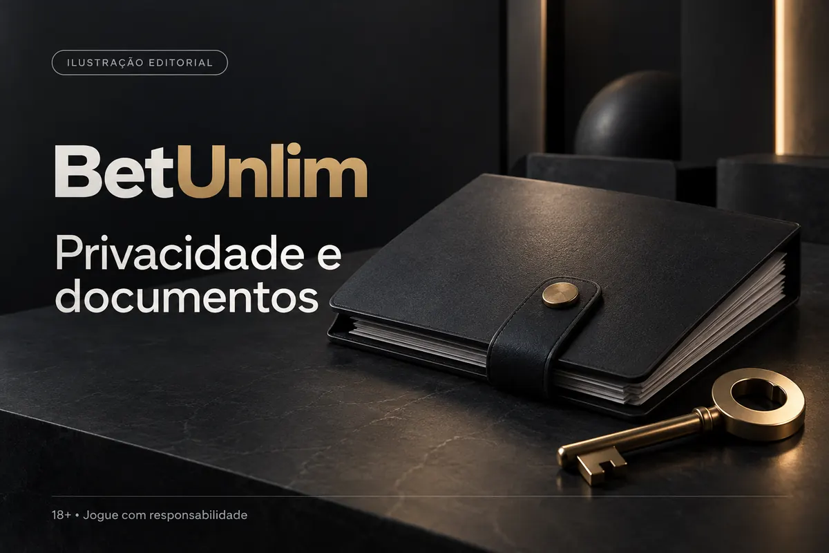 Privacidade e documentos em BetUnlim: verificação de identidade antes do primeiro saque. Ilustração editorial.