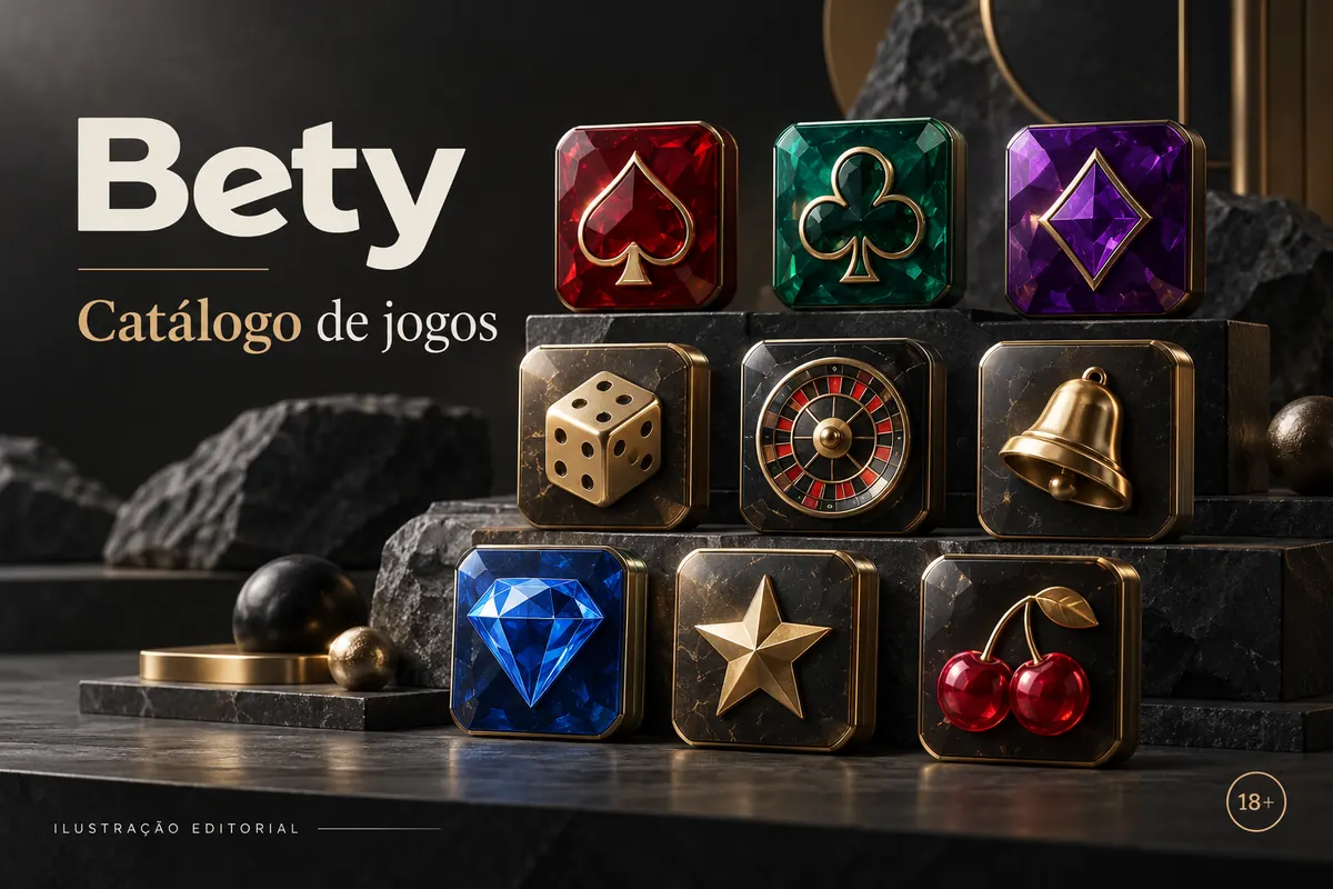 Catálogo de jogos de Bety: slots, mesas e cassino ao vivo. Ilustração editorial.